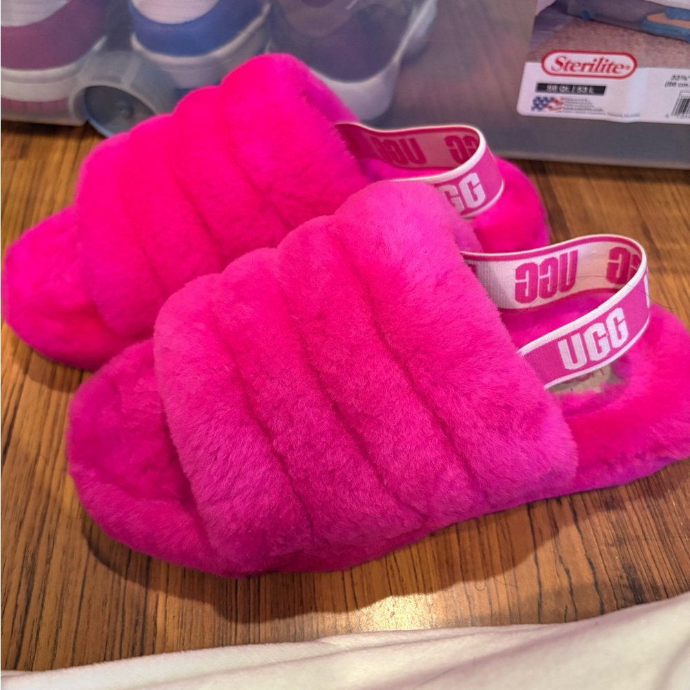 UGG Pink Fluffy Slippers